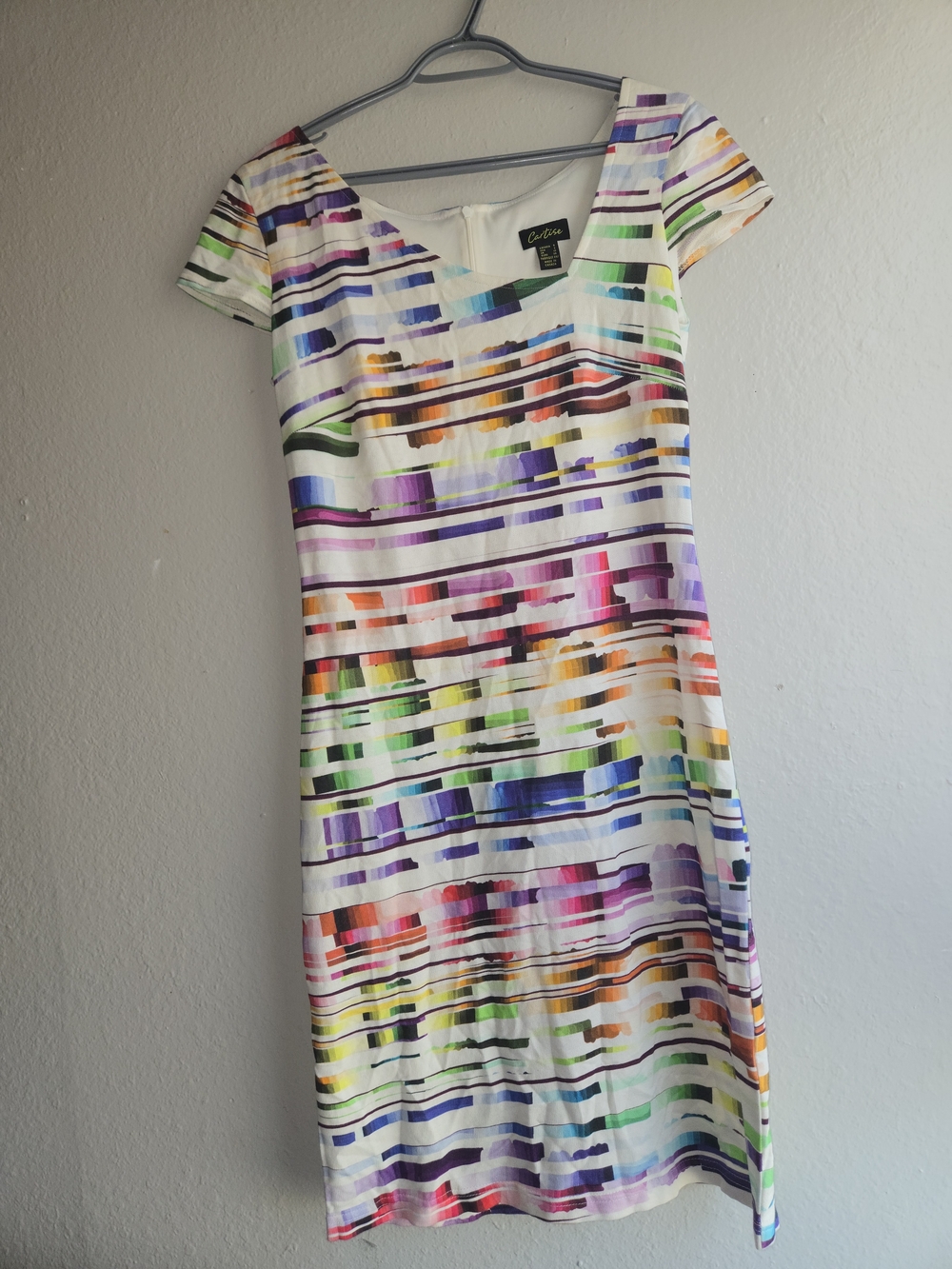 Cartise Womens Size 8 Abstract Print Sheath Dress Short Sleeve Made in Canada